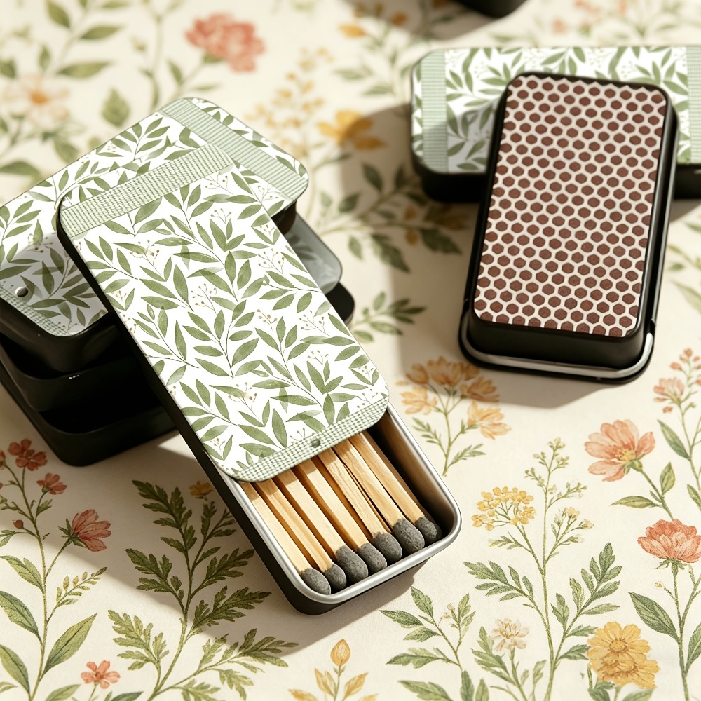 Green Leaf Pattern Tin Matchbo - Candle Lighter recension och pris