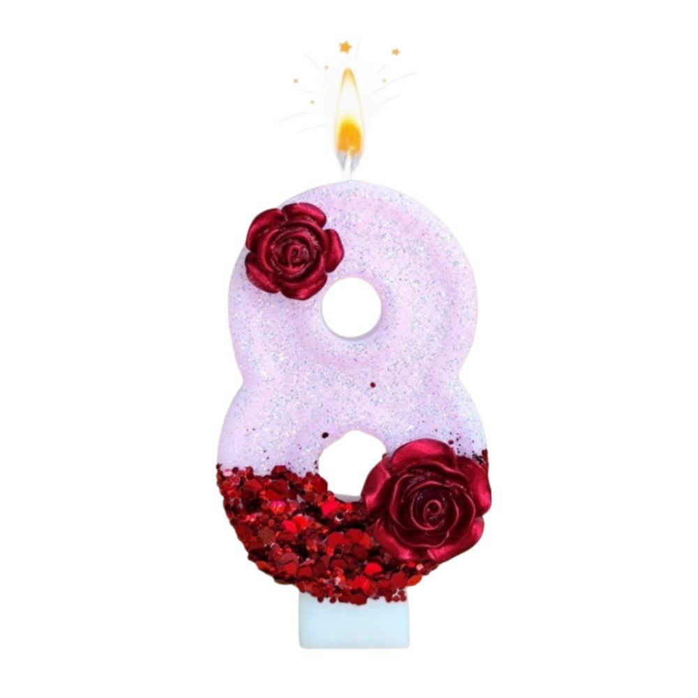 Number Pink Glitter Red Rose F - Paraffin Wax recension och pris